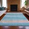 Homeroots 3' X 5' Aqua Lavender And Peach Striped Washable Indoor Outdoor Area Rug 631197 - alternate 5