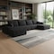 Homeroots 107" Black Corduroy Modular Compression Foam Sofa With Ottoman And Toss Pillows 712953 - alternate 5