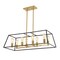 Jonathan Y Lloyd 35" 8-Light Farmhouse Industrial Iron Linear LED Pendant, Black/Brass Gold JYL6511A - alternate 1