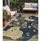 Homeroots 5' X 8' Navy Blue Gold And Olive Green Abstract Washable Indoor Outdoor Area Rug 630604 - alternate 1