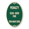 Signmission Penalty $100-$500 Fine Tow-Away Zone, 12 Inch X 18 Inch Architectural Oval, Heavy Gauge Aluminum A-OV-G-1218-23334 - alternate 1