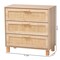 Baxton Studio Sebille Mid-Century Modern Light Brown Finished Wood 3-Drawer Storage Chest with Natural Rattan 207-12464 - alternate 9