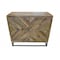 Homeroots 34in Shades of Natural Brown Solid Wood Accent Chest With A Door and Shelves 489018 - alternate 1