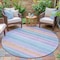 Homeroots 8' Lavender Sky Blue And Beige Round Striped Washable Indoor Outdoor Area Rug 631217 - alternate 4
