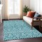 Homeroots 5' X 8' Teal Blue And Ivory Damask Washable Indoor Outdoor Area Rug 595194 - alternate 7
