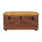 Homeroots 35in Yellow and Brown Tufted Genuine Leather and Solid Wood Upholstered Storage Bench With Flip Top 723829 - alternate 7