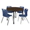 Regency Round Kee Mobile Adjustable Classroom Table W/ 4 Andy Chairs, 48 in W, 48 in L, Neo Walnut TB48RNDNWAPCBK40NV - alternate 1