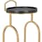 Homeroots 17in Black And Brass Steel and Solid Wood Distressed Round Rolling Bar Cart 668798 - alternate 4