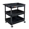 Luxor Utility Cart with Deep Lipped Plastic Shelves, 400 lb Load Capacity, 3 Shelves, 32 in L, 24 in W TC111-B - alternate 9