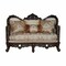 Homeroots 68in Cream And Brown Damask Chesterfield Loveseat and Toss Pillows 348218 - alternate 1