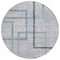 Homeroots 8' Gray Charcoal And Blue Round Geometric Washable Indoor Outdoor Area Rug 588340 - alternate 1