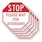 Signmission Stop Please Wait for Attendant, 10 inch X 10 inch, Aluminum Metal Signs, 5PK OC-A-5Pack-10-234 - alternate 1