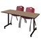 Regency Kobe Mobile T-Base Training Table W/ 2 M Stack Chairs, 60 in W, 24 in L, Noble Oak MKTRCC6024NO47BY - alternate 1