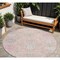 Homeroots 8' Pink Ivory And Gray Round Damask Washable Indoor Outdoor Area Rug 599444 - alternate 1