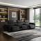 Homeroots 130" Black Top Grain Leather Reclining Metal USB Sofa 720394 - alternate 8