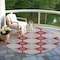 Homeroots 8' Red And Navy Blue Round Floral Washable Indoor Outdoor Area Rug 610771 - alternate 9