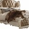 Homeroots Queen Tufted Beige Upholstered Faux Leather Bed With Nailhead Trim 348208 - alternate 4