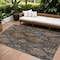 Homeroots 10' X 14' Navy Blue Brown And Terra Cotta Damask Washable Indoor Outdoor Area Rug 603604 - alternate 1