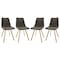 Leisuremod Markley Modern Leather Dining Chair with Gold Legs, Grey, 4PK MCG18GR4 - alternate 1