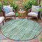 Homeroots 8' Artichoke Green And Teal Blue Round Striped Washable Indoor Outdoor Area Rug 631523 - alternate 3
