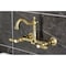 Kingston Brass Two-Handle Wall Mount Bridge Kitchen Faucet, Brushed Brass KS1267BAL - alternate 4