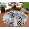 Homeroots 8' Ivory Black And Gray Round Abstract Washable Indoor Outdoor Area Rug 588012 - alternate 1
