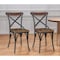 Homeroots Set of Two Brown And Black Metal And Wood Cross Back Dining Side Chairs 522062 - alternate 1