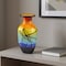 Homeroots 11" Black Blue Red And Yellow Abstract Urn Handblown Glass Table Vase 375794 - alternate 5