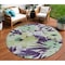 Homeroots 8' Purple And Lavender Round Floral Washable Indoor Outdoor Area Rug 610994 - alternate 1