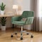 Homeroots Green and Silver Upholstered and Steel Adjustable Swivel Rolling Office Chair 568058 - alternate 1