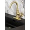 Kingston Brass One-Handle Single-Hole Bathroom Faucet with Deck Plate and Push Pop-Up Drain, Brushed Brass KSD2217RX - alternate 4