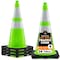 Xpose Safety Traffic Safety Cone, 28 in, Premium PVC, Dual 6 in & 4 in Reflective Collar, Lime Green, 4 pk LTC28-64-4-X-S - alternate 1