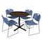 Regency Round Cain Breakroom Table W/ 4 Zeng Stack Chairs, 36 in W, 36 in L, Neo Walnut TB36RNDNW44BE - alternate 1