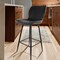 Elama 2 Piece Diamond Stitched Faux Leather Bar Chair in Black with Metal Legs ELM-799-37A-BLK - alternate 7