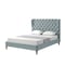Homeroots Blue Solid Wood King Tufted Upholstered Linen Bed 544875 - alternate 1
