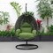 Leisuremod Charcoal Wicker Hanging Egg Swing Chair with Dark Green Cushions ESCCH-40DG - alternate 7