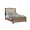 Homeroots Brown and Beige Distressed Solid Wood And Faux Leather Queen Bed Frame with Nailhead Trim 524791 - alternate 6