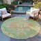 Homeroots 8' Artichoke Green Round Floral Medallion Washable Indoor Outdoor Area Rug 607832 - alternate 7