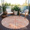 Homeroots 8' Coral And Ivory Round Animal Print Washable Indoor Outdoor Area Rug 600602 - alternate 7