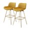 Homeroots Set of Two 29" Yellow and Gold Velvet and Metal Low Back Bar Height Swivel Bar Chairs 543458 - alternate 4