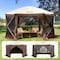 Vevor Pop Up Gazebo Tent Pop-Up Screen Tent 6 Sided Canopy Sun Shelter Brown FY-003 - alternate 1