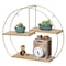Vintiquewise Elegant 3-Tier Decorative Floating Geometric Arc Wall Shelf - Semi-Circular Metal and Wood QI004691.3DG - alternate 8