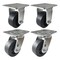 Hyw Products Heavy Duty Caster Set 4in Rubber on Cast Iron Wheels, 2 Rigid & 2 Swivel, 4PK 40-40R-A1-RC-2,40-40S-A1-RC-2 - alternate 1