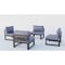 Leisuremod Chelsea 4-Piece Middle Patio Chairs Black Aluminum With Light Blue Cushions CSBL-4LBU - alternate 5