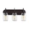 Jonathan Y Gaines 19.3" 3-Light Farmhouse Industrial Iron Mason Jar LED Vanity, Oil Rubbed Bronze/Clear JYL7801A - alternate 8
