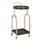 Homeroots 17in Black And Brass Steel and Solid Wood Distressed Round Rolling Bar Cart 668798 - alternate 5