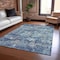 Homeroots 5' X 8' Navy Blue And Denim Blue Striped Washable Indoor Outdoor Area Rug 609559 - alternate 7
