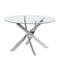 Homeroots 48" Clear and Silver Glass and Metal Cross Leg Base Round Top Dining Table 555159 - alternate 1