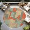 Homeroots 8' Sage Gray And Orange Round Geometric Washable Indoor Outdoor Area Rug 613231 - alternate 7