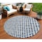 Homeroots 8' Navy Blue And Ivory Round Geometric Washable Indoor Outdoor Area Rug 583308 - alternate 1